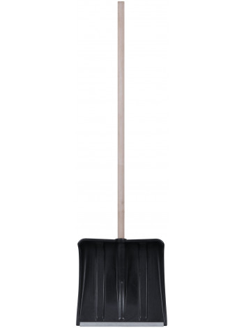 Лопата для уборки снега пластиковая деревянный черенок 380х365х1320 мм
