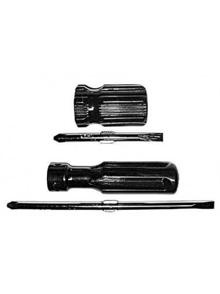 Отвертка переставная "коротыш" CrV сталь черная пластиковая ручка 6х40 мм PH2/SL6