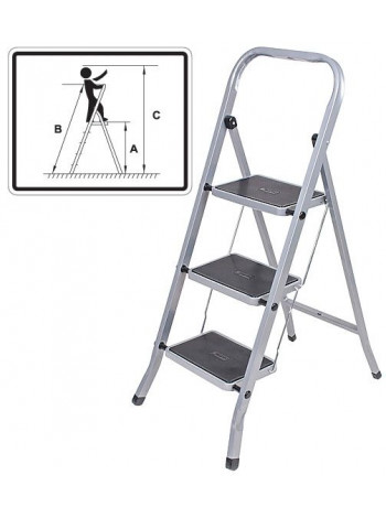 Лестница-стремянка стальная 3 широкие ступени Н=105 см вес 47 кг